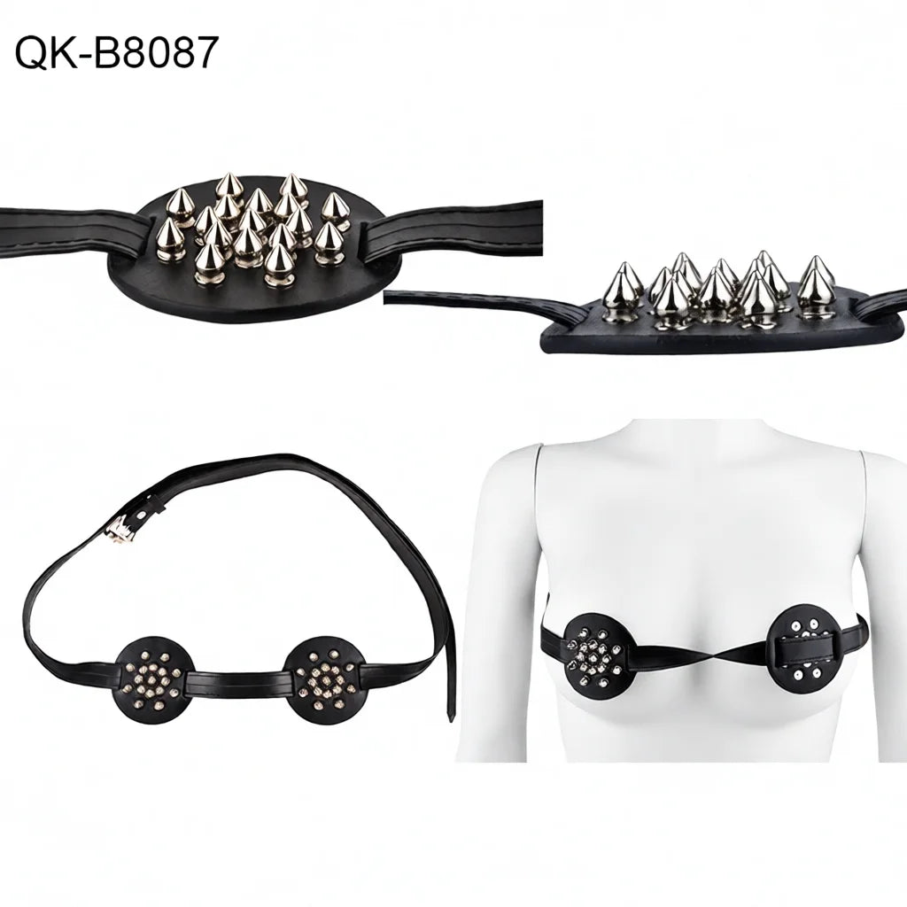 QKKQ Breast Harness and Nipple Cover Straps - Adjustable BDSM Chest Binder for Adults