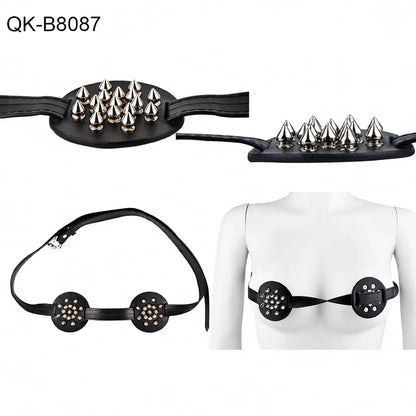 QKKQ Breast Harness and Nipple Cover Straps - Adjustable BDSM Chest Binder for Adults