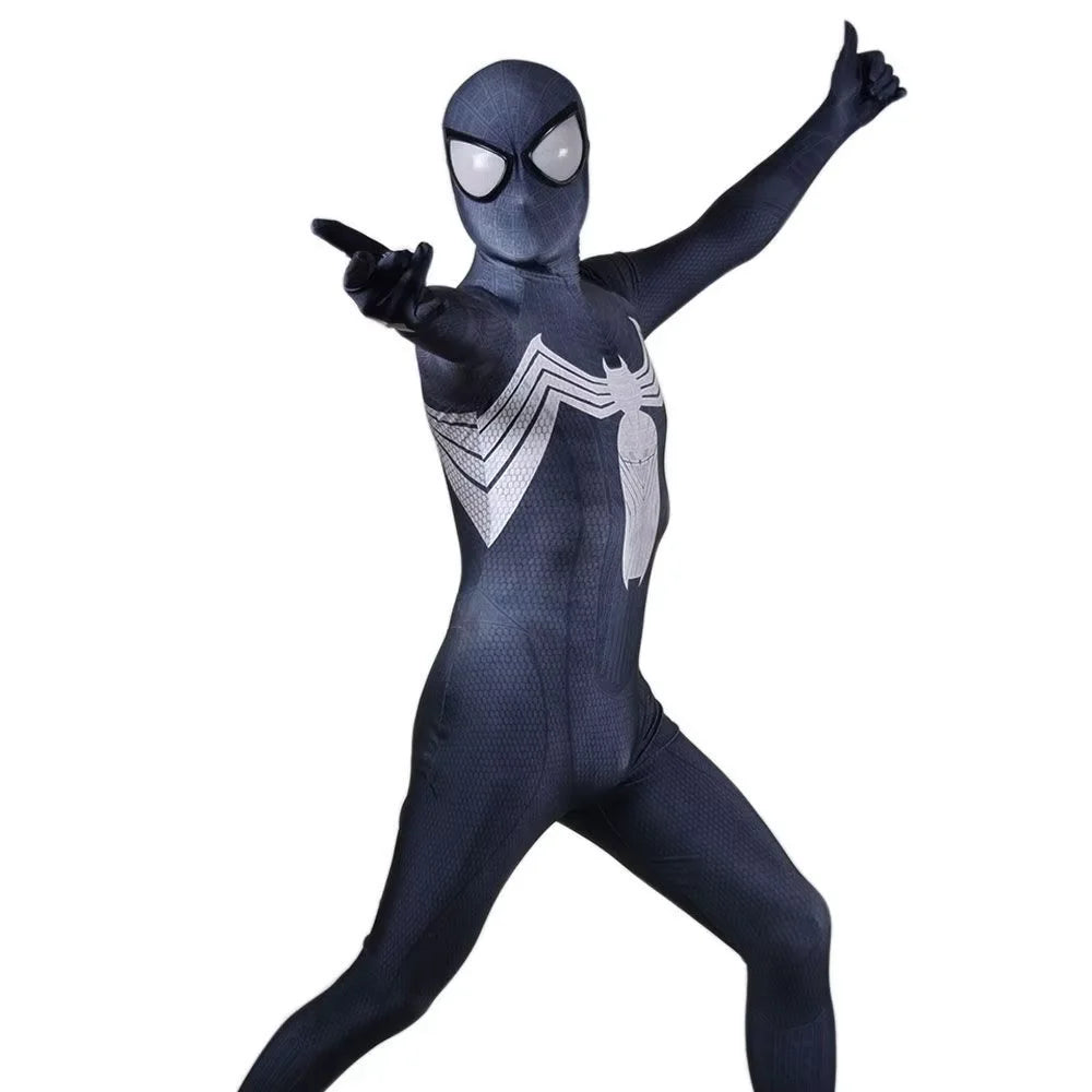 Halloween Venom Spider Cosplay Costume - Men’s Black Superhero Zentai Bodysuit for Parties & Events