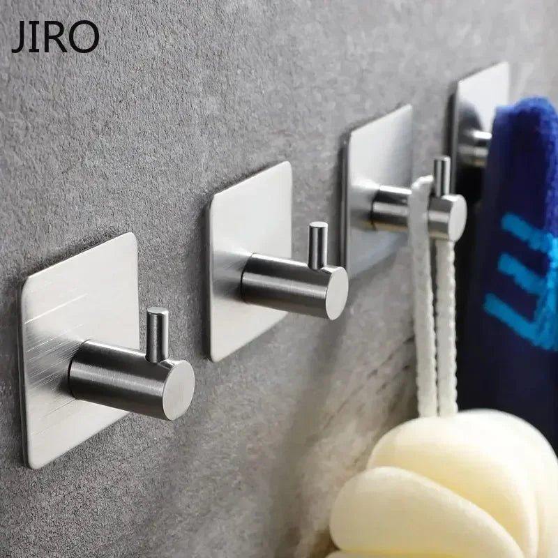 Strong Adhesive Wall Hooks – Black Coat, Robe, and Towel Hangers for Bathroom, Kitchen, and Home Organization