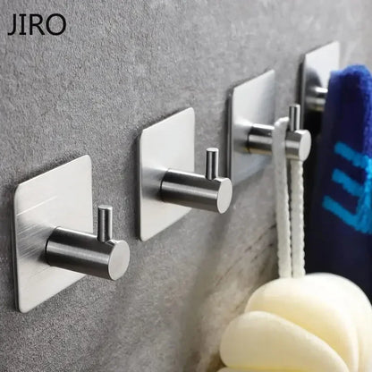 Strong Adhesive Wall Hooks – Black Coat, Robe, and Towel Hangers for Bathroom, Kitchen, and Home Organization