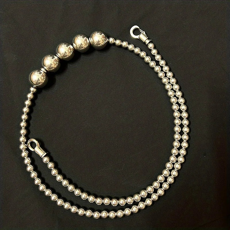 EDC Stainless Steel Ball Bracelet and Necklace - Titanium Steel Personal Safety Accessory for Everyday Carry