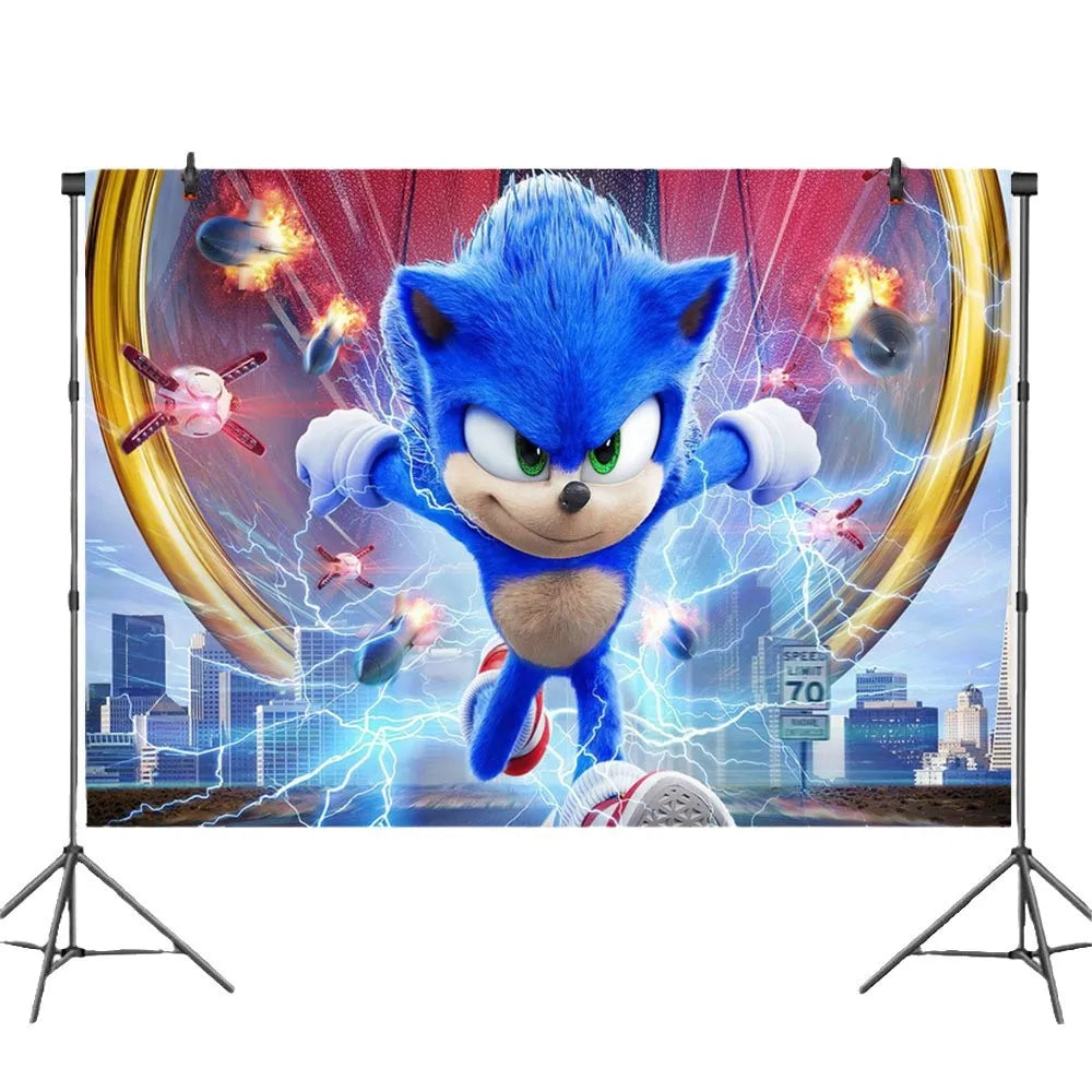 Sonic Birthday Party Decoration Set – Hedgehog Theme Tableware & Supplies with Plates, Cups, Napkins, Tablecloth & Party Accessories for Kids Party Gifts