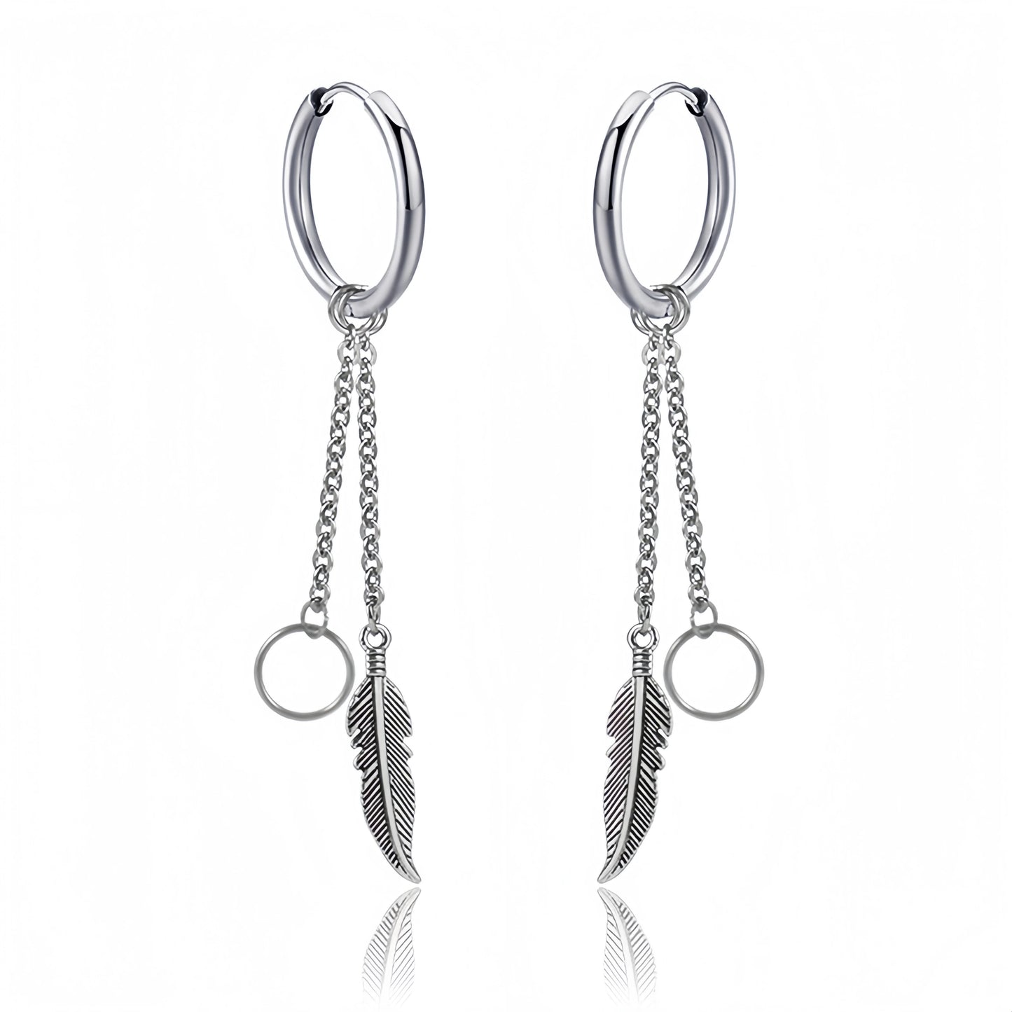 Long Hanging Cross & Leaf Hoop Earrings – Vintage Stainless Steel Hip Hop Unisex Jewelry Accessories