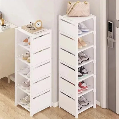Multiple Layers Shoe Organizer - Space-Saving Rack for Wall Corner - Stackable Shelf with Adjustable Design