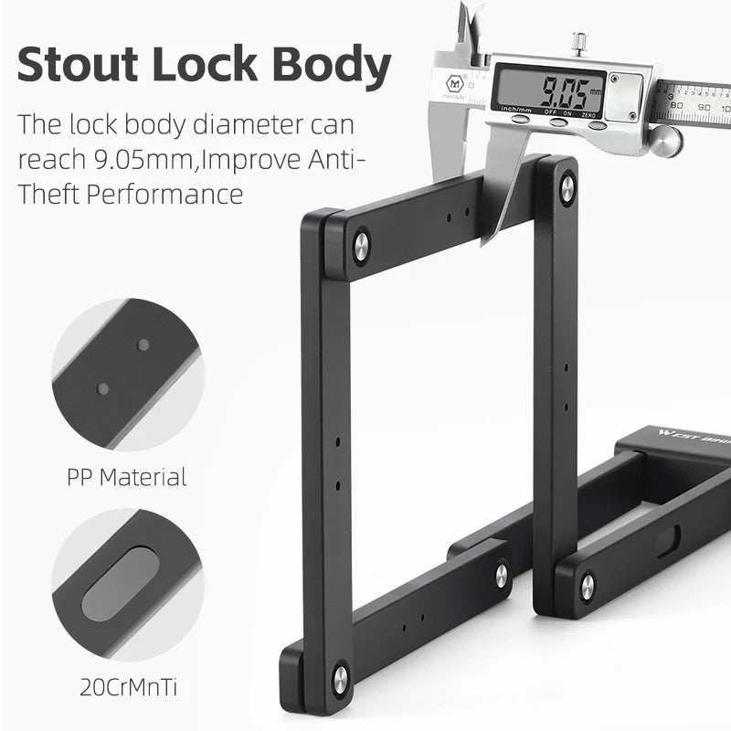 WEST BIKING Foldable Bike Lock – Heavy Duty Anti-Theft Chain Cable Padlock with 3 Keys for Bicycle & Motorcycle Security