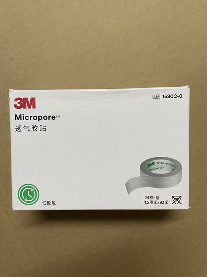 24pcs 3M Micropore Breathable Tape — 1/2" x 10yd Surgical Paper Tape for Lash Extensions & Sensitive Skin