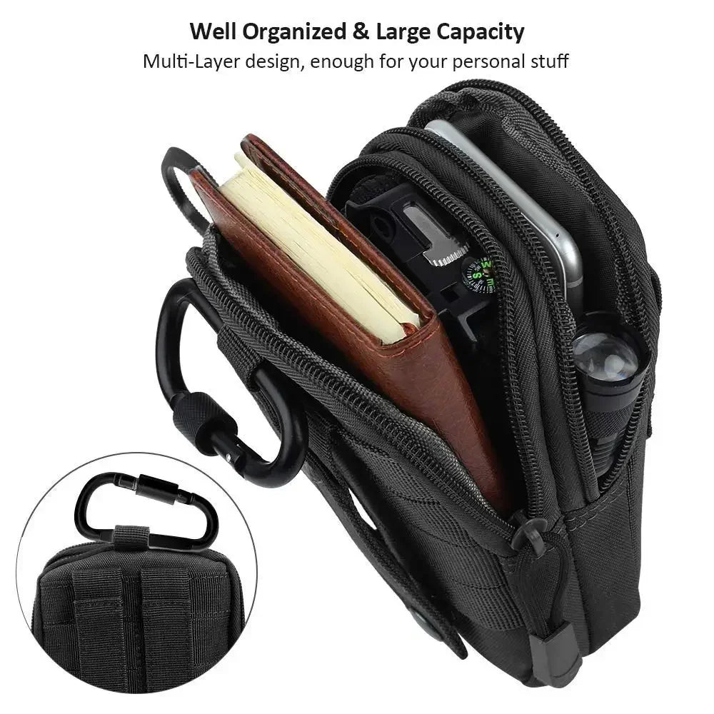 Unisex Tactical Cell Phone Holster – Universal Molle Hip Waist Belt Pouch, Wallet Case with Zipper for Phones