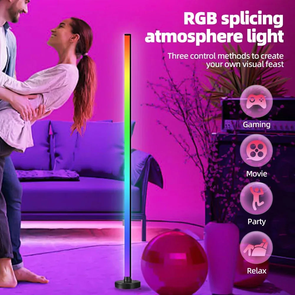Smart RGB LED Floor Lamp - Remote & APP Control, Music Sync, Timer, Modern Corner Lighting for Bedroom & Living Room