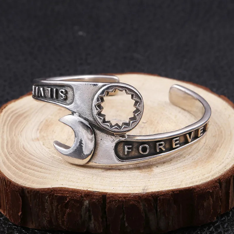 Domineering Wrench Bracelet for Men - Open Cuff Motorcycle Biker Punk Rock Party Jewelry Gift