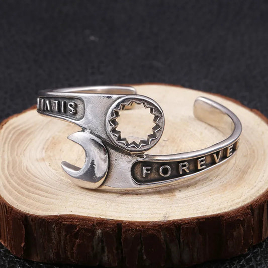 Domineering Wrench Bracelet for Men - Open Cuff Motorcycle Biker Punk Rock Party Jewelry Gift