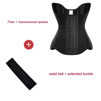 5XS-4XS Latex Rubber Waist Trainer – High Compression 25 Steel Bone Corset Shapewear, Belly Body Shaper Fajas Colombian Girdle Belt