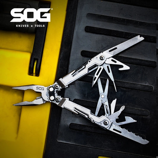 SOG PowerPint Multi Tool - 18-in-1 Folding Pocket Tool with Pliers Knife and Portable EDC Camping Accessories
