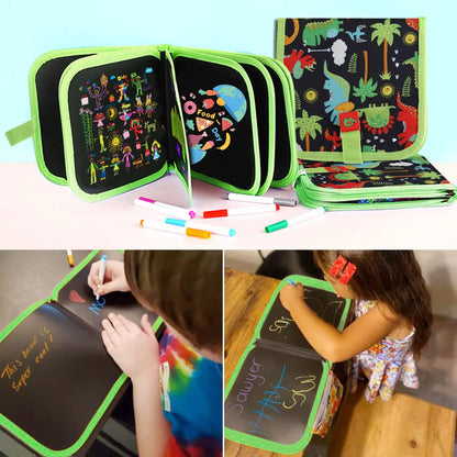 Erasable Doodle Book for Kids – Reusable Drawing Pad with 12 Watercolor Pens, Preschool Painting & Writing Set