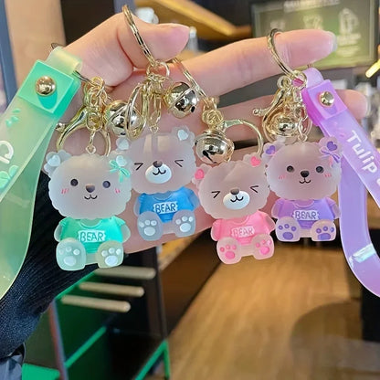Jelly Bear Keychain - Cute Cartoon Resin Doll Charm for Backpacks and Car Keys