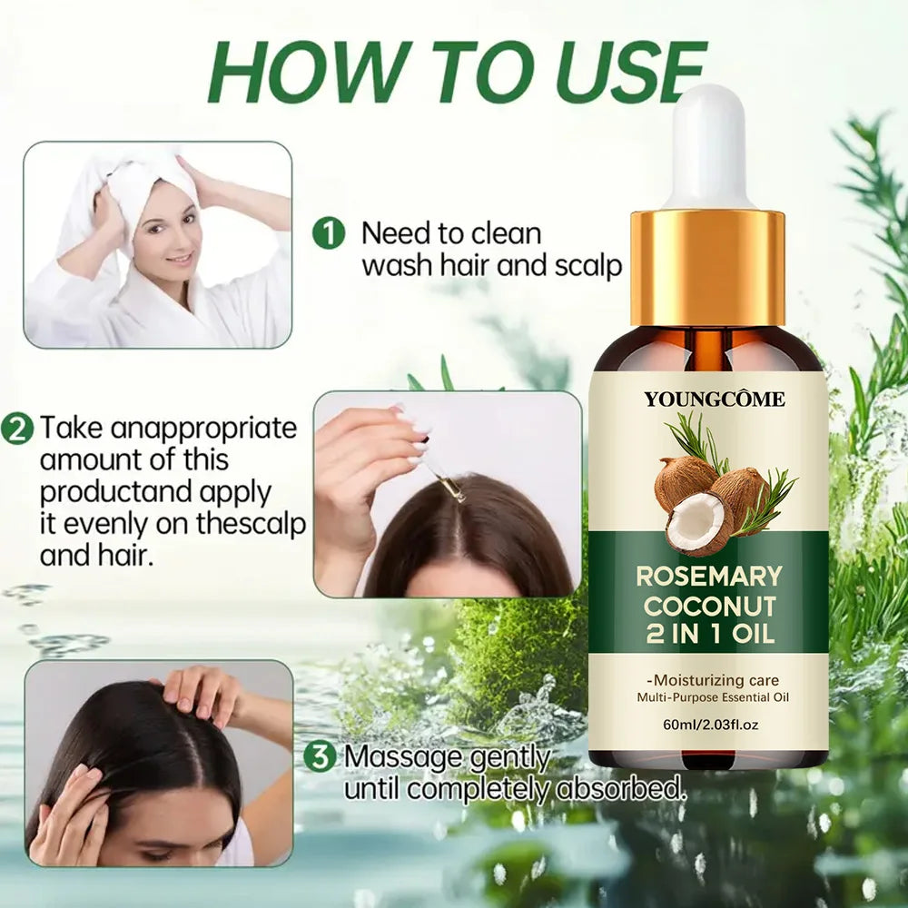 Rosemary & Coconut Hair Oil - Nourishing Scalp Treatment for Stronger Roots and Healthy-Looking Hair