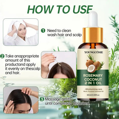 Rosemary & Coconut Hair Oil - Nourishing Scalp Treatment for Stronger Roots and Healthy-Looking Hair