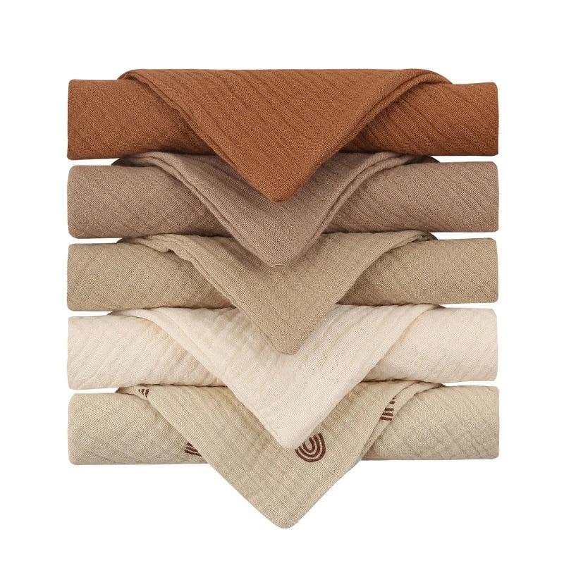 5PCS Baby Cotton Gauze Towels - Soft Absorbent Face Cloths for Bathing, Feeding & Daily Care