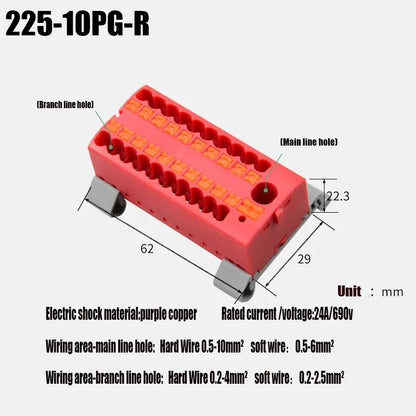 Compact Push-In Wire Connector Terminal Block – Fixed Modular Multi-Link Splicing 1-In Multiple-Out Lighting Connector 225 Series