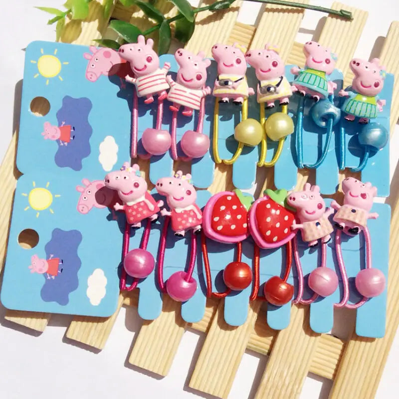Peppa Pig Hairpins & Hair Rope Set – Kawaii Peppa Pig & George Bb Clips for Girls, Children’s Accessories for Students