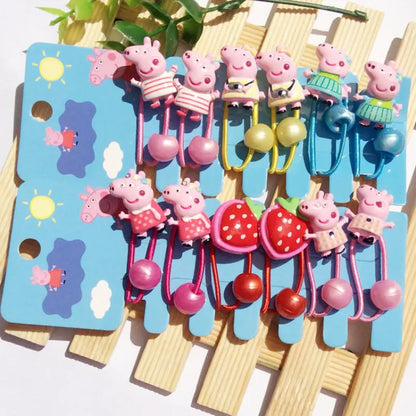 Peppa Pig Hairpins & Hair Rope Set – Kawaii Peppa Pig & George Bb Clips for Girls, Children’s Accessories for Students