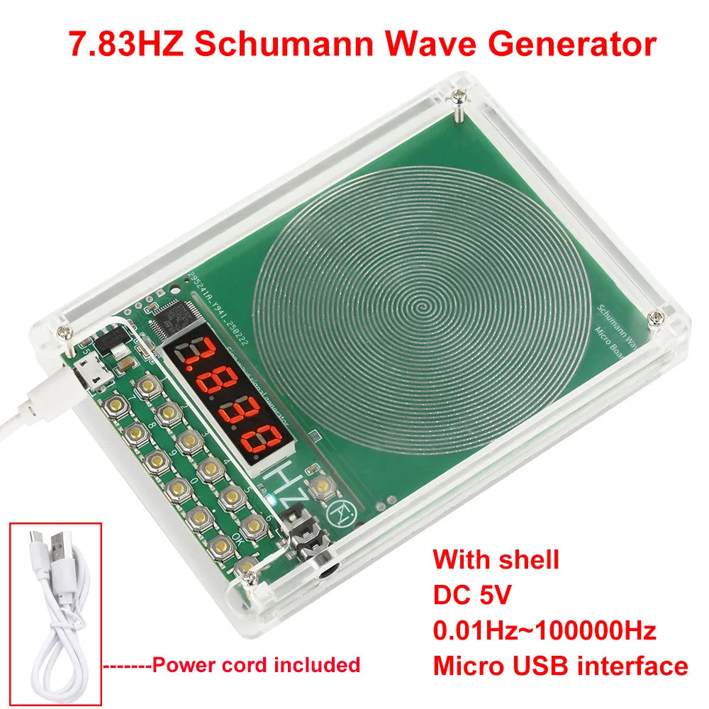 Schumann Wave Signal Generator - DC 5V Adjustable Frequency Sine Wave Generator with Micro USB Interface
