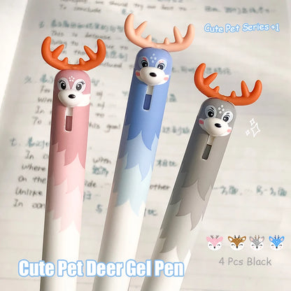 4-Piece Cute Animal Gel Pen Set - 0.5mm Quick-Drying Black Ink Pens with Baby Chicken & Penguin Designs
