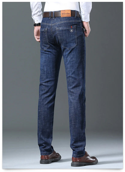 Men’s All-Match Brand Trousers – High-Quality Business Casual High Waist Denim Jeans for All Seasons