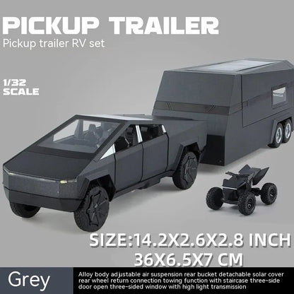 1:32 Cybertruck Diecast Toy Truck for Boys – Silver Pickup with Sound & Light, Metal Model Car for Kids Age 3+