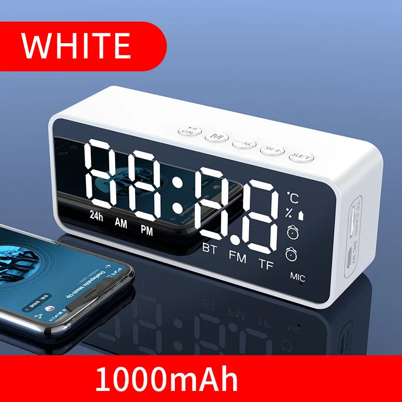 Bluetooth Alarm Clock Speaker - Portable FM Radio Wireless Music Speaker with Subwoofer