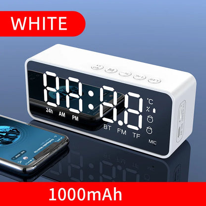 Bluetooth Alarm Clock Speaker - Portable FM Radio Wireless Music Speaker with Subwoofer