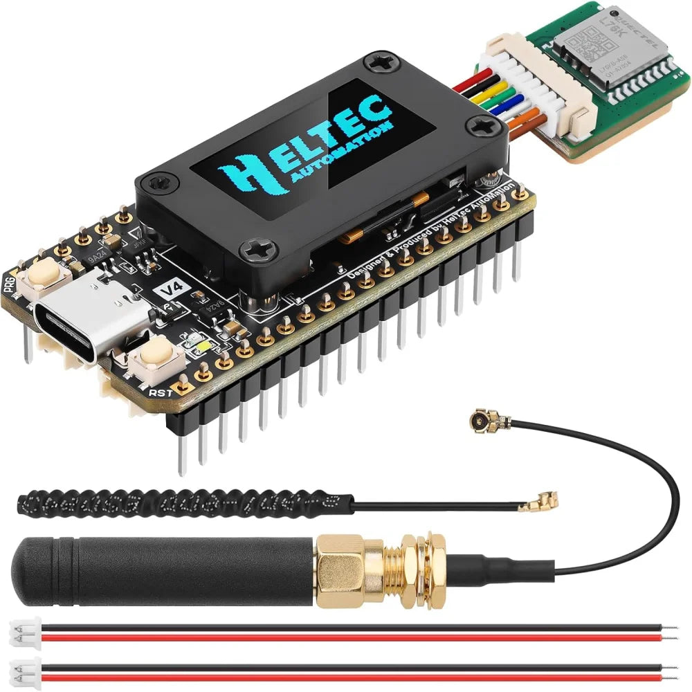 Meshtastic Heltec V4 LoRa 32 Development Board - OLED GPS ESP32 SX1262 WiFi BLE Solar Power IoT Board with Antenna