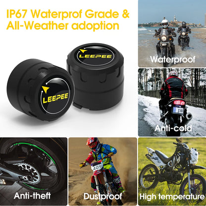 Bluetooth Motorcycle TPMS with 2 Sensors – Tire Pressure Monitoring System for Pit Bike, Tyre Tester Diagnostic Kit Moto Accessories