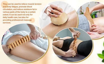 Wooden Lymphatic Drainage & Anti-Cellulite Massage Tools – Gua Sha for Body Shaping & Sore Muscle Relief