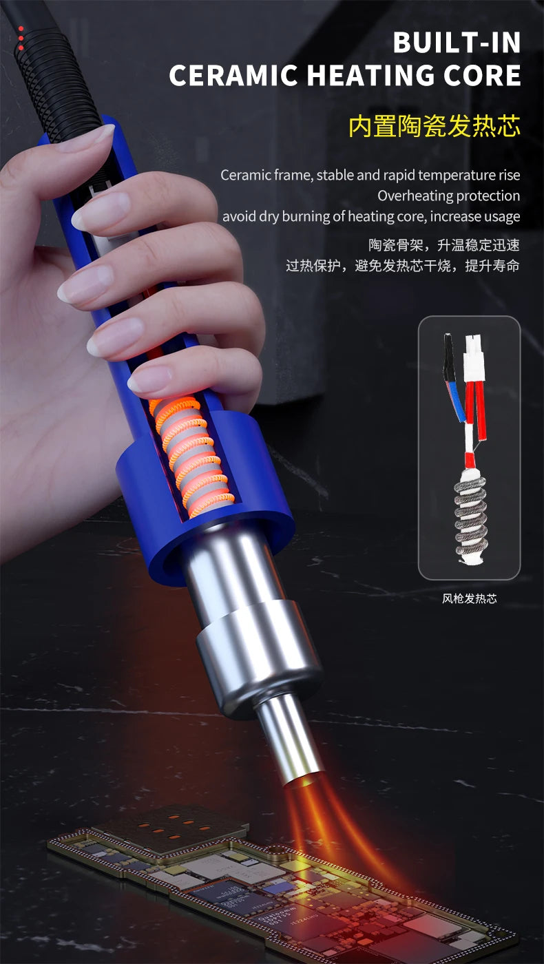 MECHANIC 957DW Soldering & Desoldering Station – Dual-Scroll Hot Air Rework Tool for PCB Mainboard and Tin Soldering