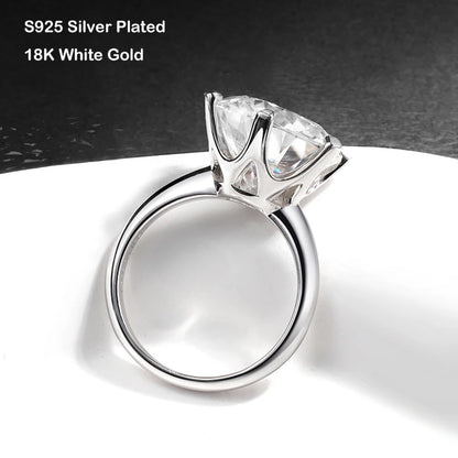 EWYA GRA Certified D Color Moissanite Solitaire Engagement Ring 0.5–10CT — 925 Sterling Silver Bridal Wedding Band for Women