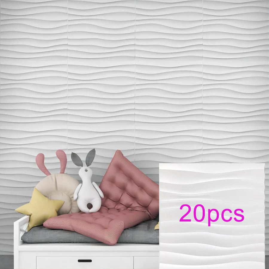 KUUJOJO 3D Textured Wall Panels – Indoor Wall Decoration for Living Room, Bedroom, Hotel, Office, Tape