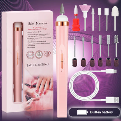 YIKOOLIN 5-in-1 Electric Nail Drill - USB Rechargeable Portable Manicure & Pedicure Kit