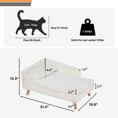 Elevated Pet Bed — Nordic Style Stool Bed with Cozy Waterproof Pad & Wooden Legs for Small Dogs & Kittens