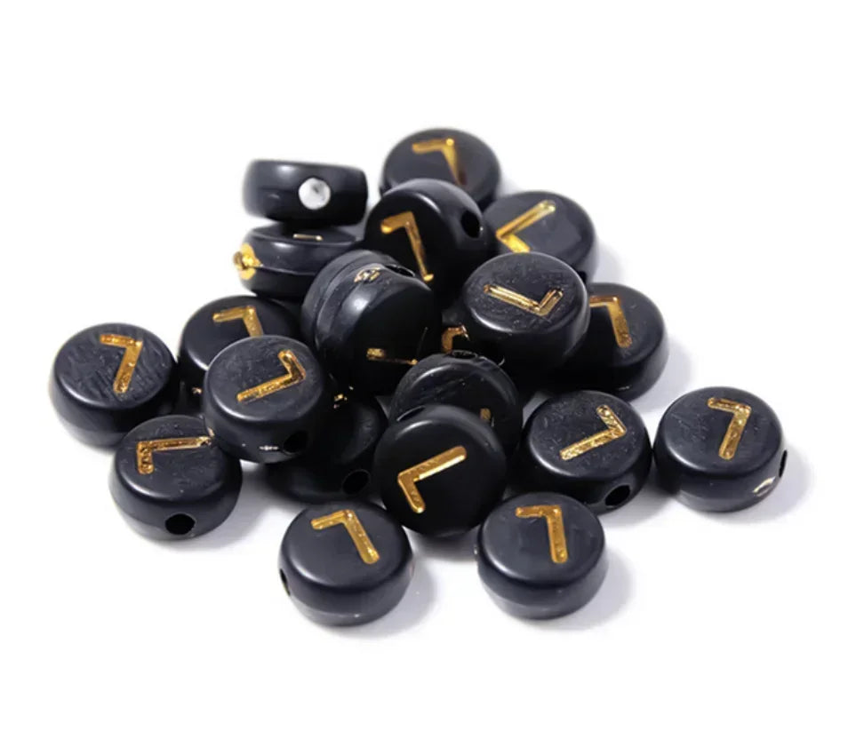 A-Z Alphabet Beads Set - 100-500pcs Black Gold Acrylic Letter Beads for DIY Jewelry Making Charm Bracelets Accessories