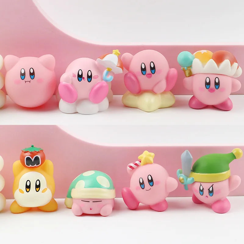 Star Kirby Action Figures — Cute PVC Toys with Cartoon Drawstring Storage Bag, Pocket-Sized Action Figures