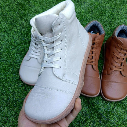 Barefoot Genuine Leather Boots with Wool Lining – Zero Drop, Wide Toe Box for Men & Women