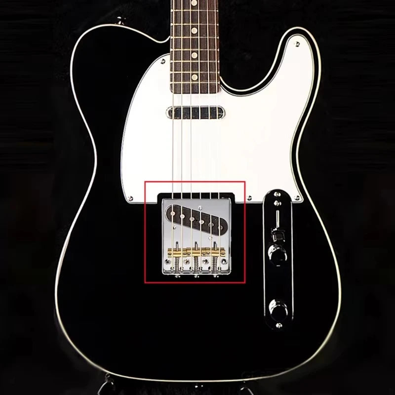 Pro Telecaster TL Bridge Upgrade — 6-Point Brass Saddles with Ashtray Design, CNC Aluminum Base for Vintage Tone Enhancement