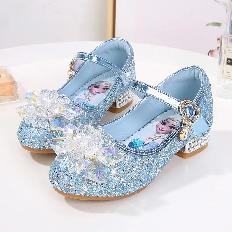 2024 Spring Girls' Crystal Princess Elsa Shoes - Ice and Snow Romance Fashion Sandals for Kids