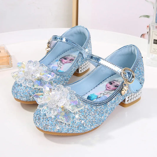 2024 Spring Girls' Elsa Princess Shoes - Ice and Snow Romance Crystal Sandals for Kids