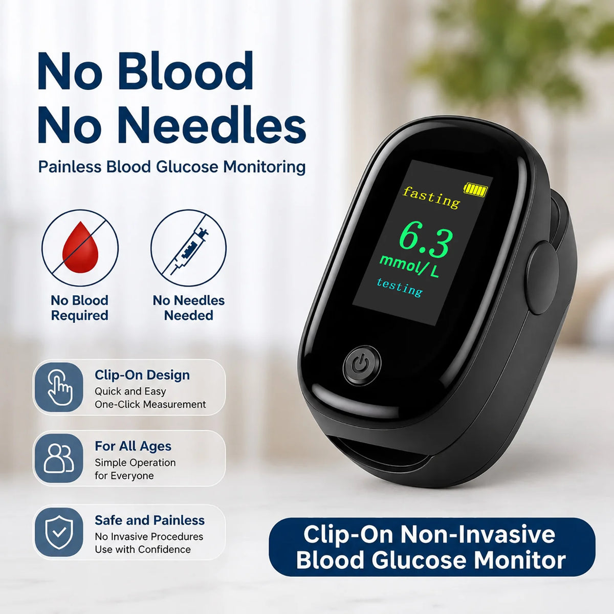 Non-Contact Infrared Thermometer or 2-in-1 Glucometer and Oximeter - Digital Body Temperature, Blood Glucose and Blood Oxygen Monitoring Devices