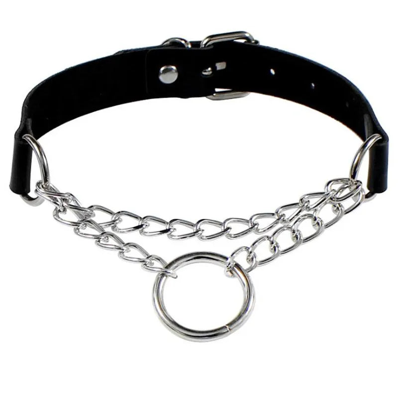 Harajuku Punk Rock Gothic Choker Necklace – PU Leather Heart Lock, Key, Spike Collar, Cosplay Accessories for Women