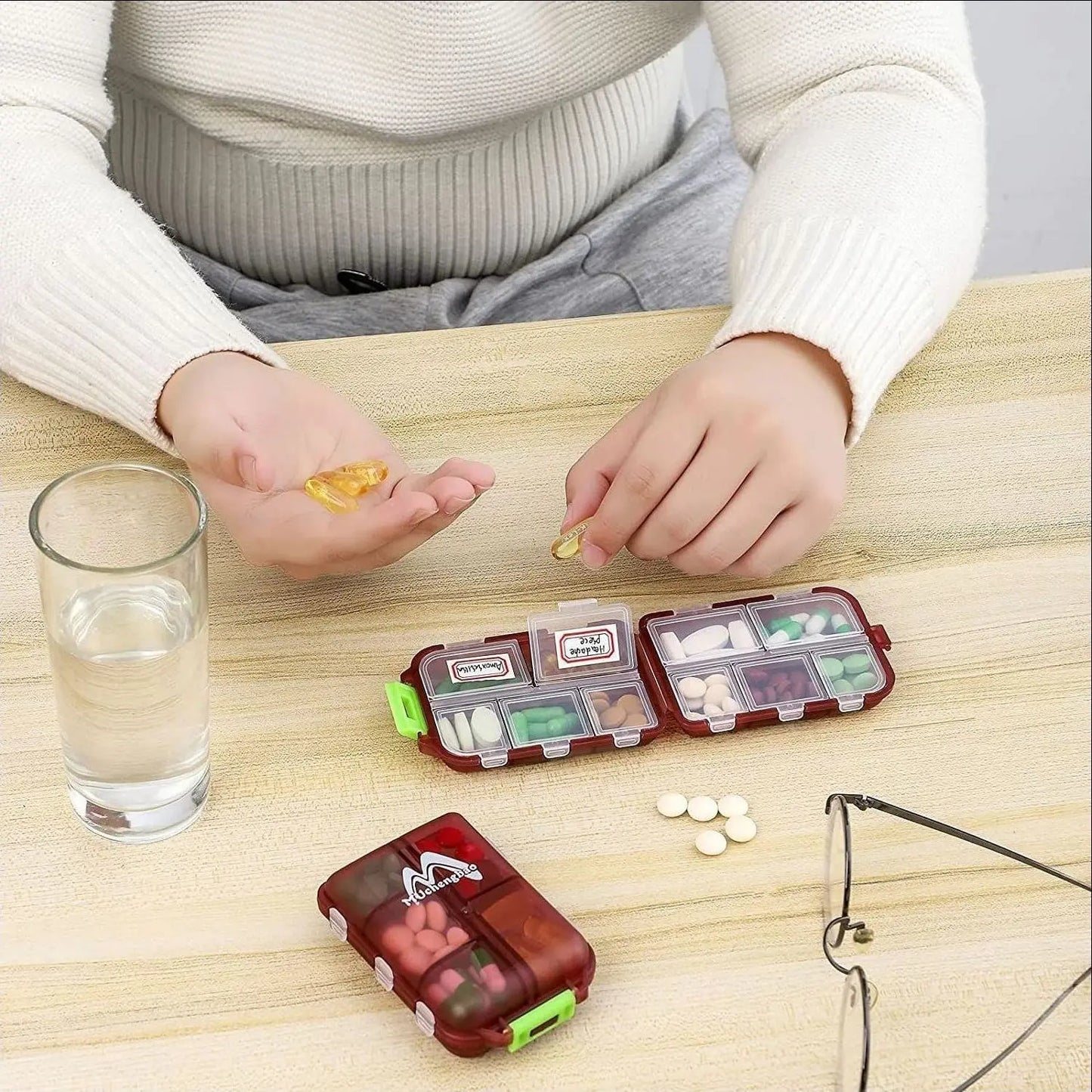 Tcare Travel Pill Organizer – Moisture-Proof Pills Box for Pocket or Purse, Portable Medicine & Vitamin Holder Container