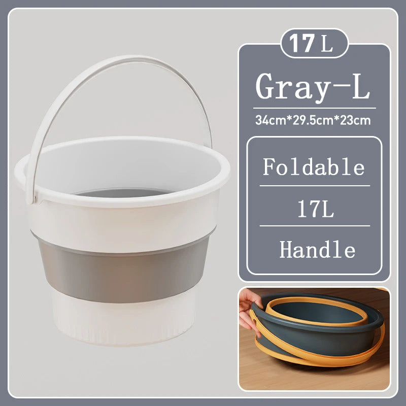 Portable Foldable Silicone Bucket - 5/10/17L Collapsible Basin for Camping, Laundry, Car Wash, Fishing & Household Use