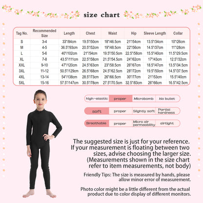 Kids Girls Full Body Gymnastics Bodysuit, Ballet Dance Jersey Leotard, Jumpsuit Sports Unitard, Children Dancewear and Sportswear